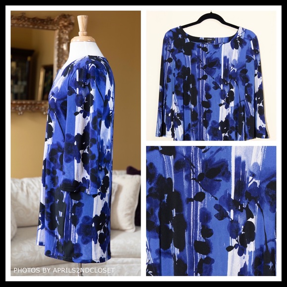 A-LINE SUMMER SHIFT KNIT FLORAL PRINT DRESS A2C - Picture 3 of 7